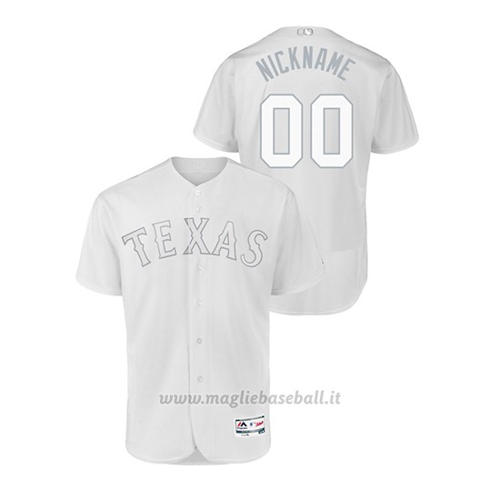 Maglia Baseball Hombre Texas Rangers Personalizzate 2019 Players Weekend Autentico Bianco